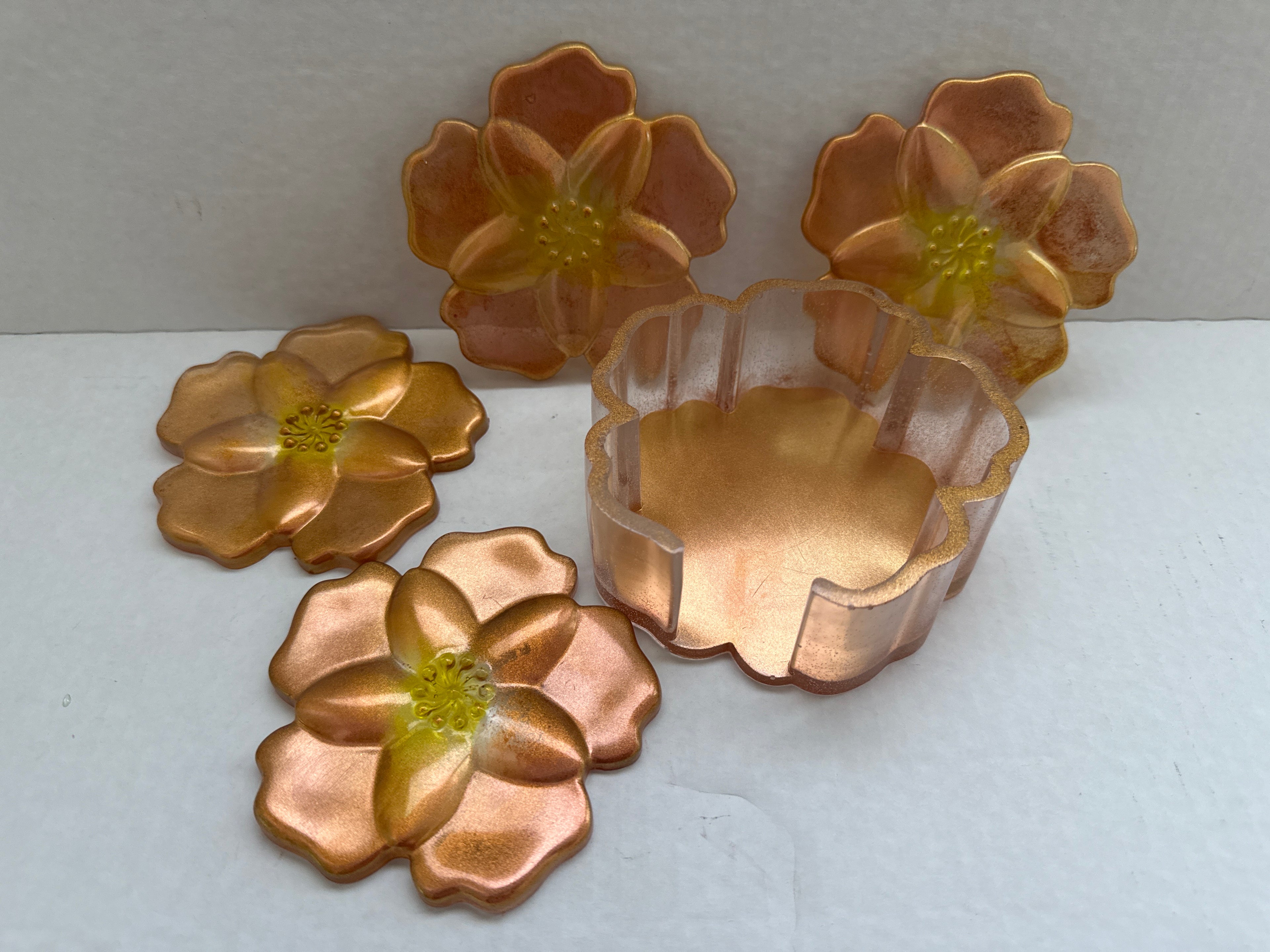 5 piece flower petal coaster set