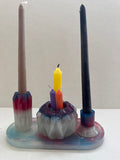 Resin Art Candle Display – 3‑Piece Holder Set