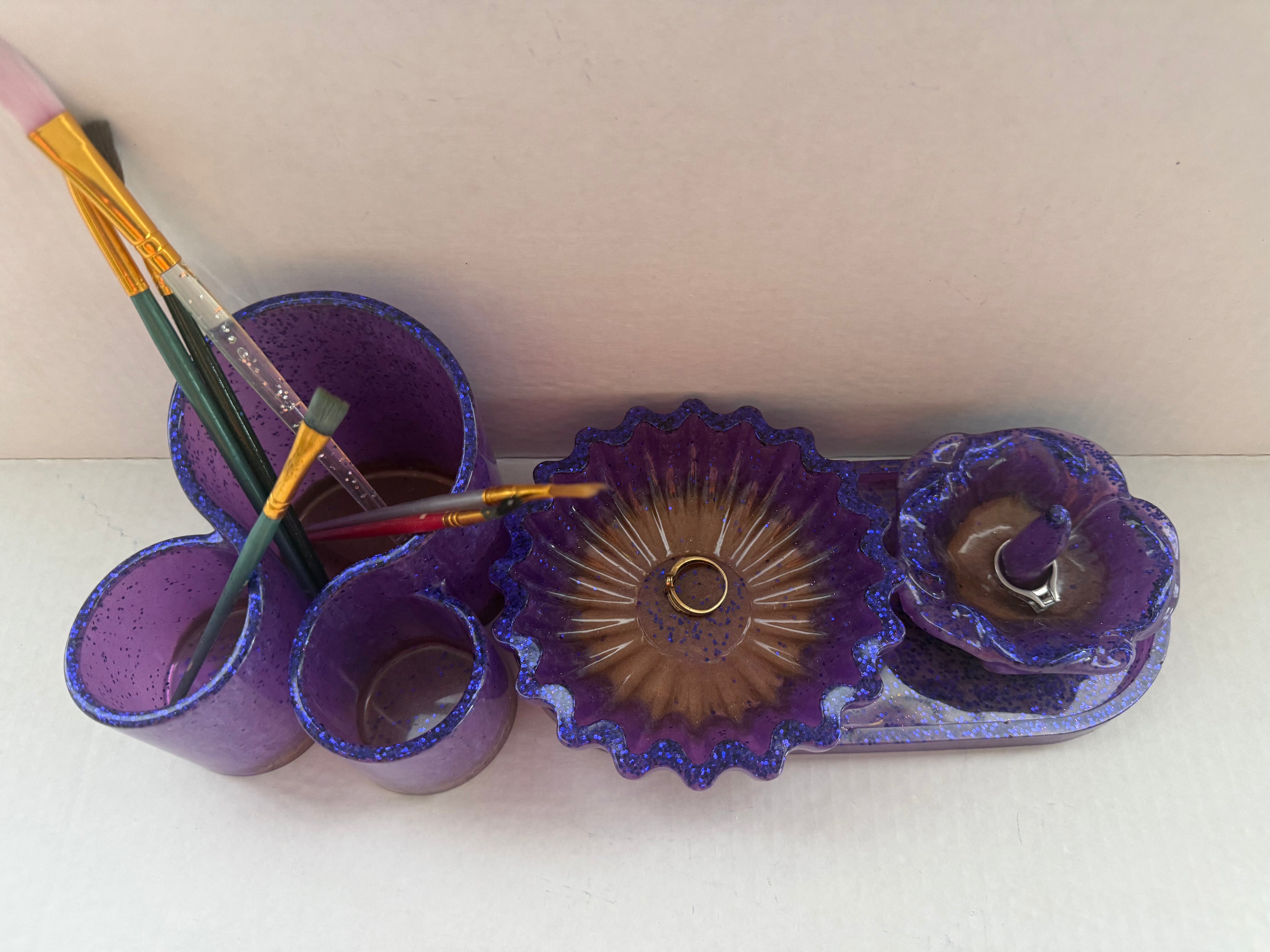 makeup brush and jewelry organizer