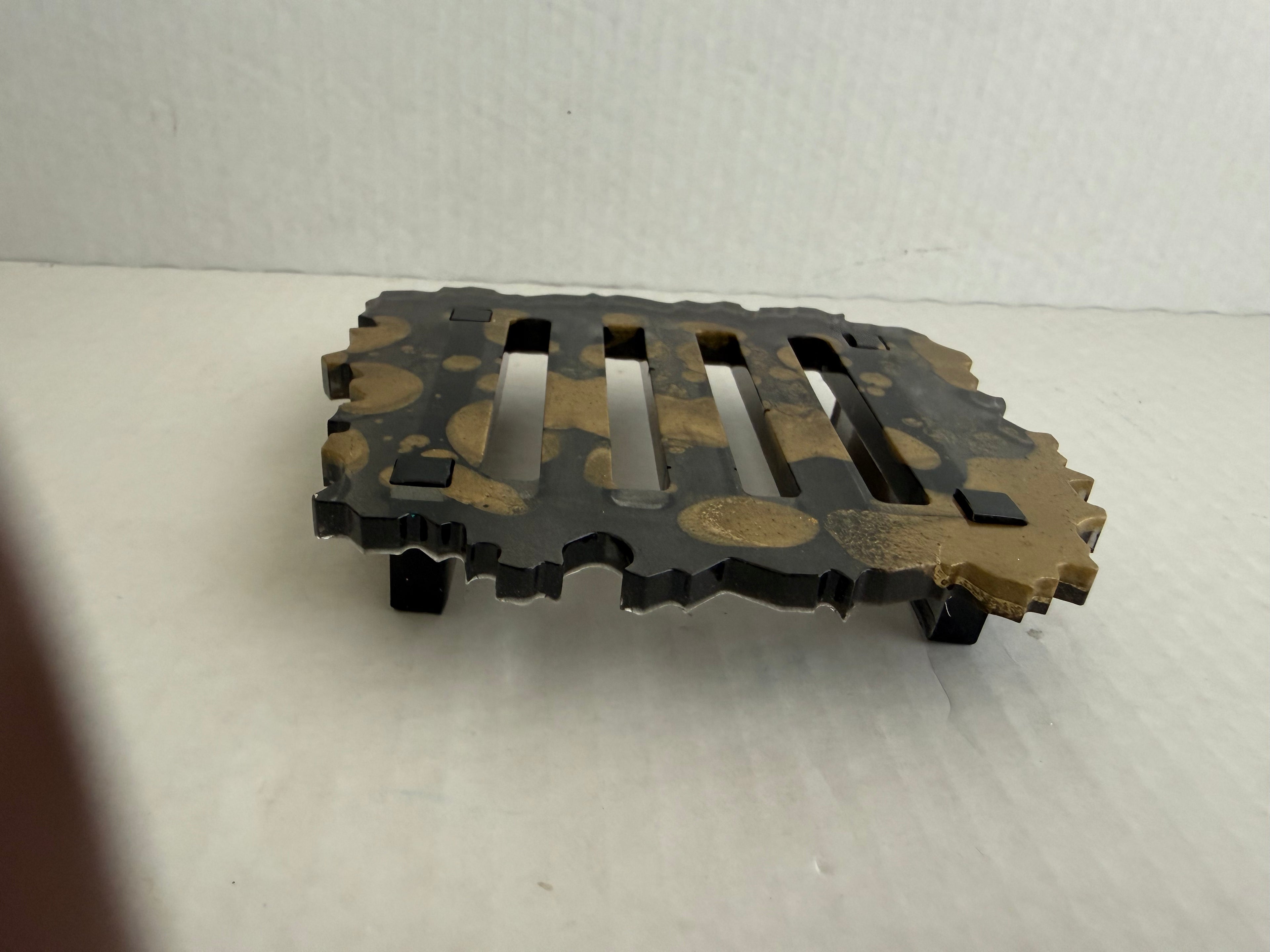 Black & Gold Skull Resin Ashtray + Coaster Set (with Holder)