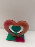 Double Heart Resin Sculpture – Suspended Centerpiece Art