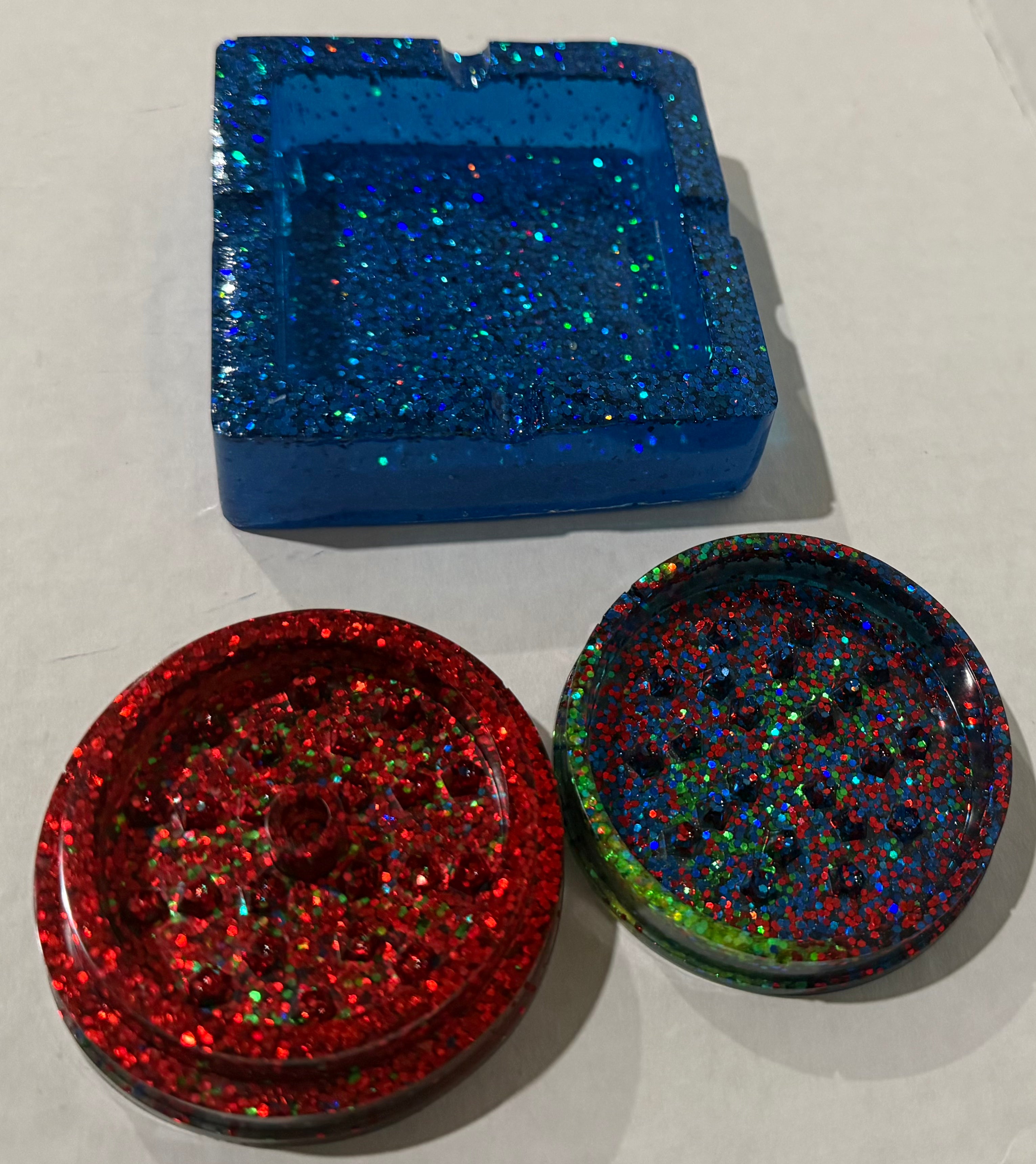 All That Glitters: Dark Neon Ashtray & Grinder Set