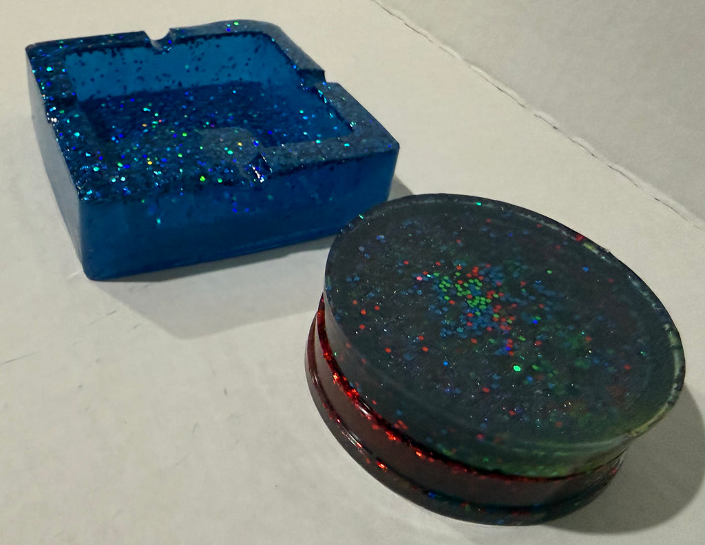 All That Glitters: Dark Neon Ashtray & Grinder Set